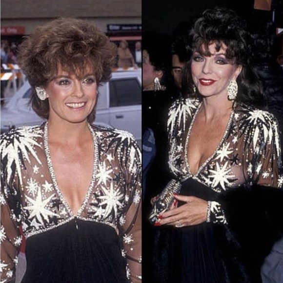 Bob Mackie Vintage 1980s Celestial Moon Stars Sequin Embellished Pink Black Gown - Picture 2 of 16